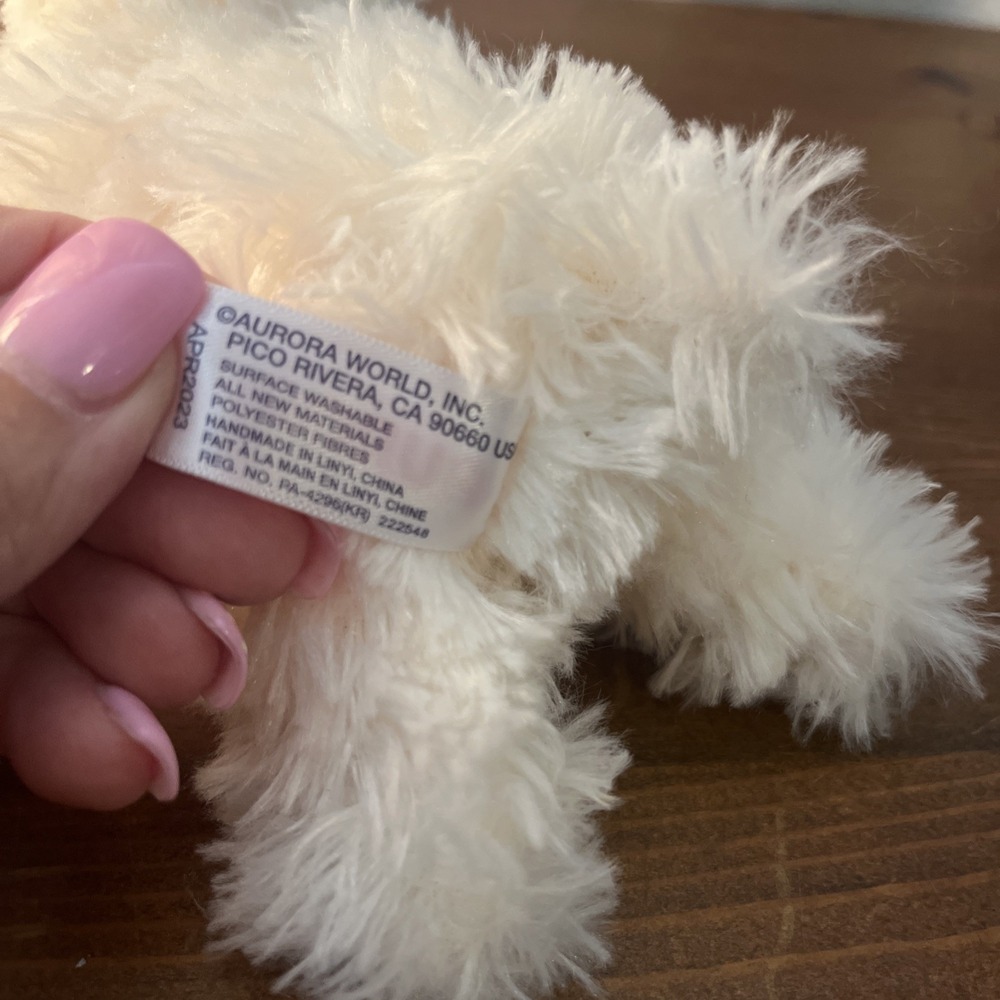 7"Aurora Mini Flopsies Llama cream Furry Plush - Picture 5 of 6